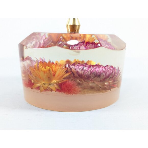 Vintage Lucite floral pen stand, Dried flowers encased in Resin Wedding - Picture 15 of 16